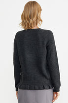 Saç Örgü Detaylı Triko Kazak - Antrasit (6) Sementa