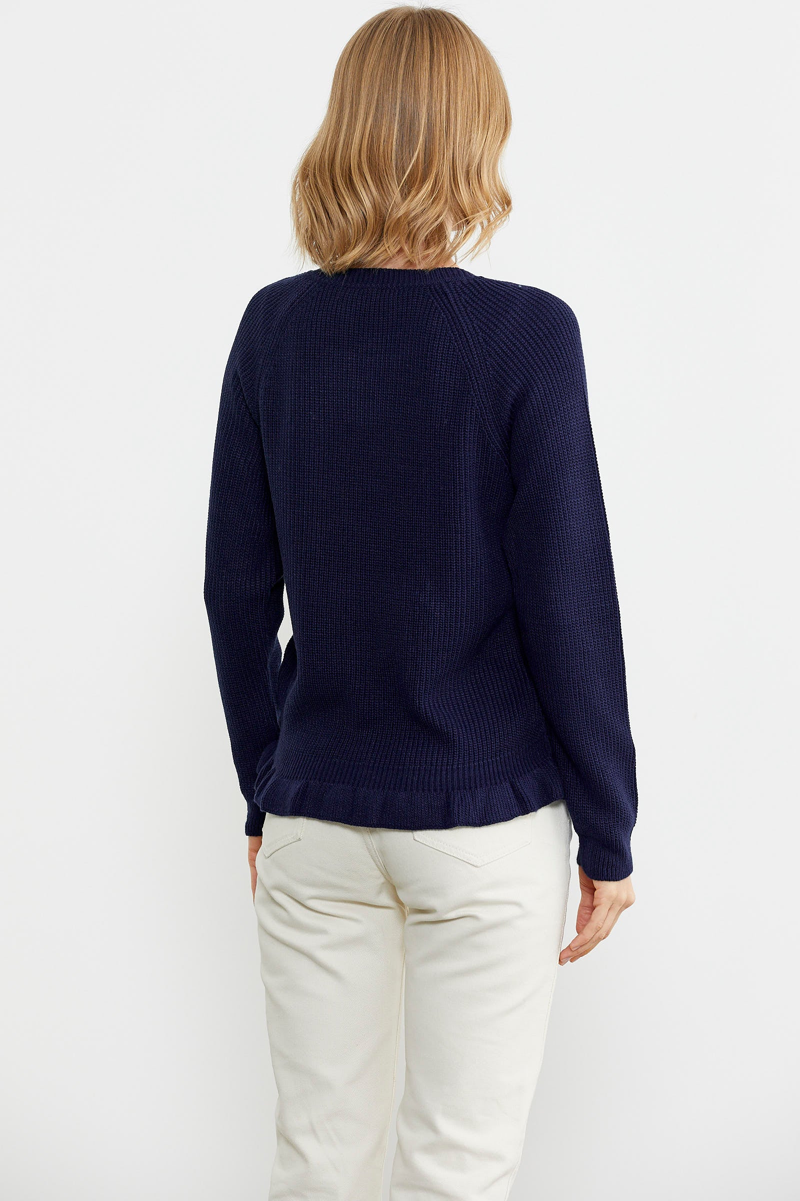 Saç Örgü Detaylı Triko Kazak - Lacivert (4) Sementa