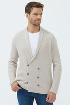 Şal Yaka Düğmeli Triko Hırka - Açık Bej (3) Sementa