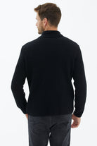 Şal Yaka Düğmeli Triko Hırka - Siyah (4) Sementa