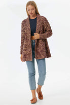 Şal Yaka Saç Örgülü Kırçıllı Triko Hırka - Kamel (2) Sementa