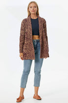 Şal Yaka Saç Örgülü Kırçıllı Triko Hırka - Kamel (4) Sementa