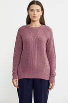 Salaş Motifli Yünlü Triko Kazak - Gül - Sementa