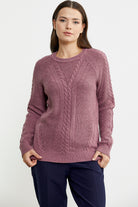 Salaş Motifli Yünlü Triko Kazak - Gül - Sementa