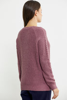 Salaş Motifli Yünlü Triko Kazak - Gül - Sementa