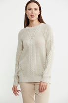 Salaş Motifli Yünlü Triko Kazak - Taş - Sementa