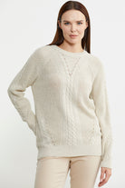 Salaş Motifli Yünlü Triko Kazak - Taş - Sementa