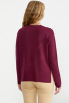 Salaş V Yaka Basic Triko Kazak - Bordo - Sementa