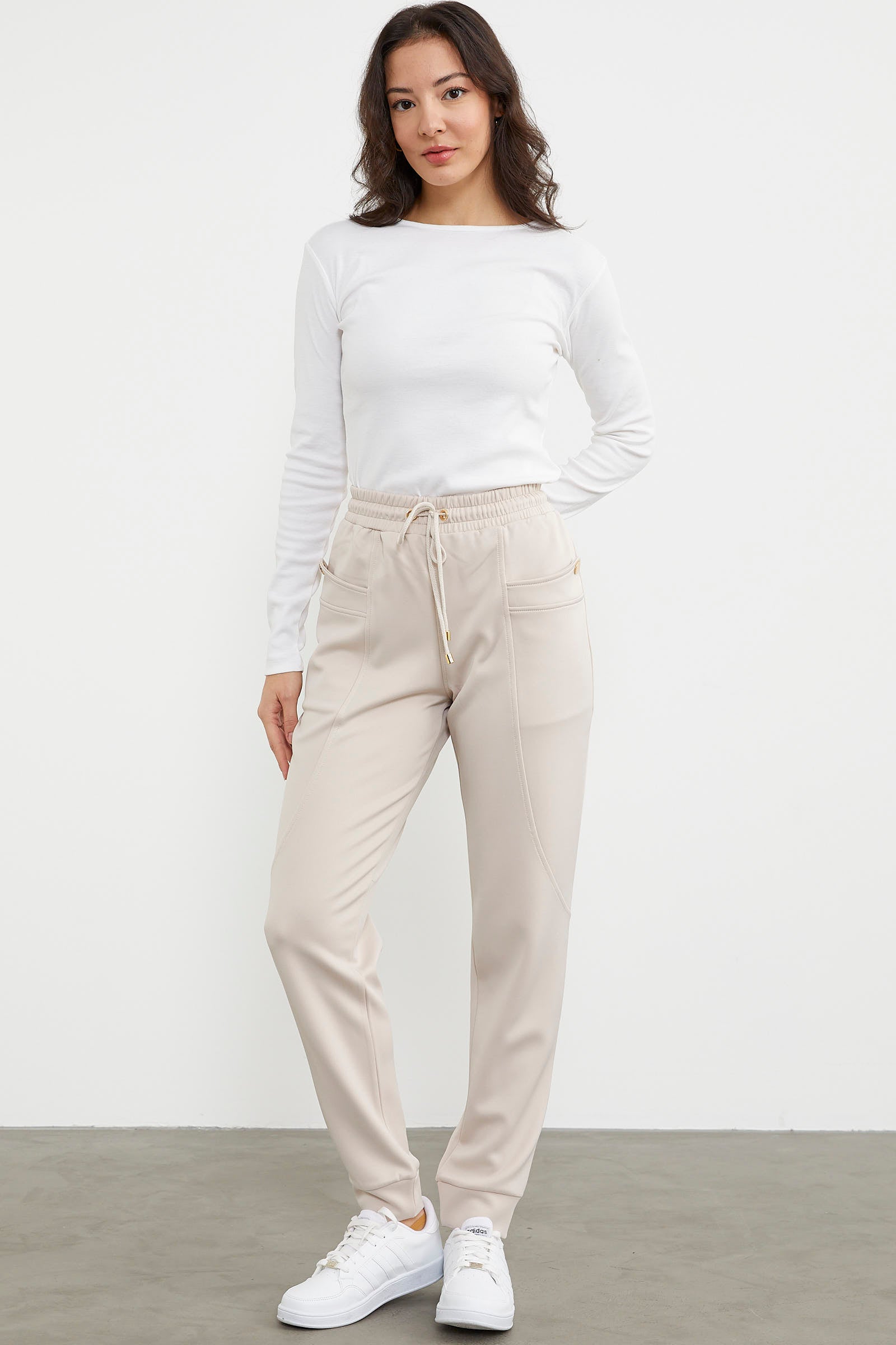 Scuba Fabric Pocket Sweatpants Dark Beige Dark Beige S