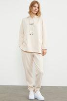 Scuba Oversize Nakışlı Eşofman Takım - Açık Bej (1) Sementa