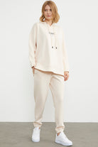 Scuba Oversize Nakışlı Eşofman Takım - Açık Bej (2) Sementa