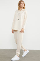 Scuba Oversize Nakışlı Eşofman Takım - Açık Bej (4) Sementa