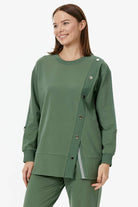 Sıfır Yaka Asimetrik Kapamalı Eşofman Takım - Yeşil (2) Sementa