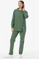 Sıfır Yaka Asimetrik Kapamalı Eşofman Takım - Yeşil (4) Sementa