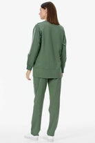 Sıfır Yaka Asimetrik Kapamalı Eşofman Takım - Yeşil (5) Sementa