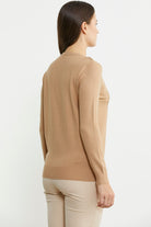 Sıfır Yaka Cepli Düğmeli Triko Kazak - Bej - Sementa