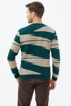 Sıfır Yaka Desenli Triko Kazak - Yeşil (5) Sementa