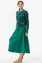 Sıfır Yaka Düğmeli Cep Detaylı Triko Hırka - Yeşil - Mor (4) Sementa