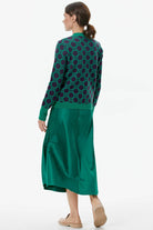 Sıfır Yaka Düğmeli Cep Detaylı Triko Hırka - Yeşil - Mor (5) Sementa