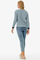 Sıfır Yaka Düğmeli Petek Desenli Triko Hırka - Mavi (5) Sementa