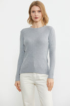 Sıfır Yaka Fitilli Triko Kazak - Gri (2) Sementa