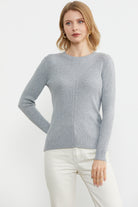 Sıfır Yaka Fitilli Triko Kazak - Gri (3) Sementa