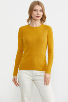 Sıfır Yaka Fitilli Triko Kazak - Hardal (3) Sementa