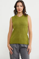 Derbili Sıfır Yaka Triko Süveter - Yeşil (1) Sementa