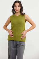 Derbili Sıfır Yaka Triko Süveter - Yeşil (2) Sementa