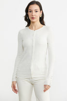 Simli Basic Triko Hırka - Kemik (1) Sementa