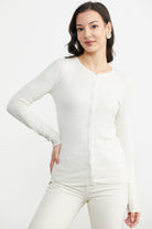 Simli Basic Triko Hırka - Kemik (4) Sementa