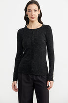 Simli Basic Triko Hırka - Siyah (1) Sementa