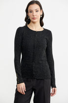 Simli Basic Triko Hırka - Siyah (2) Sementa