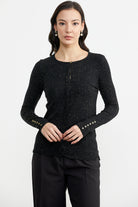 Simli Basic Triko Hırka - Siyah (3) Sementa