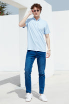 Slim Fit Düğmeli Polo Yaka Tişört - Mavi (1) Sementa
