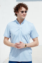 Slim Fit Düğmeli Polo Yaka Tişört - Mavi (2) Sementa