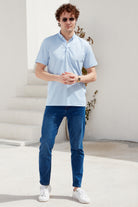 Slim Fit Düğmeli Polo Yaka Tişört - Mavi (4) Sementa