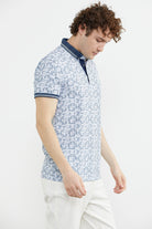Slim Fit Polo Yaka Desenli Tişört - Lacivert (4) Sementa
