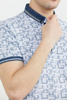 Slim Fit Polo Yaka Desenli Tişört - Lacivert (5) Sementa