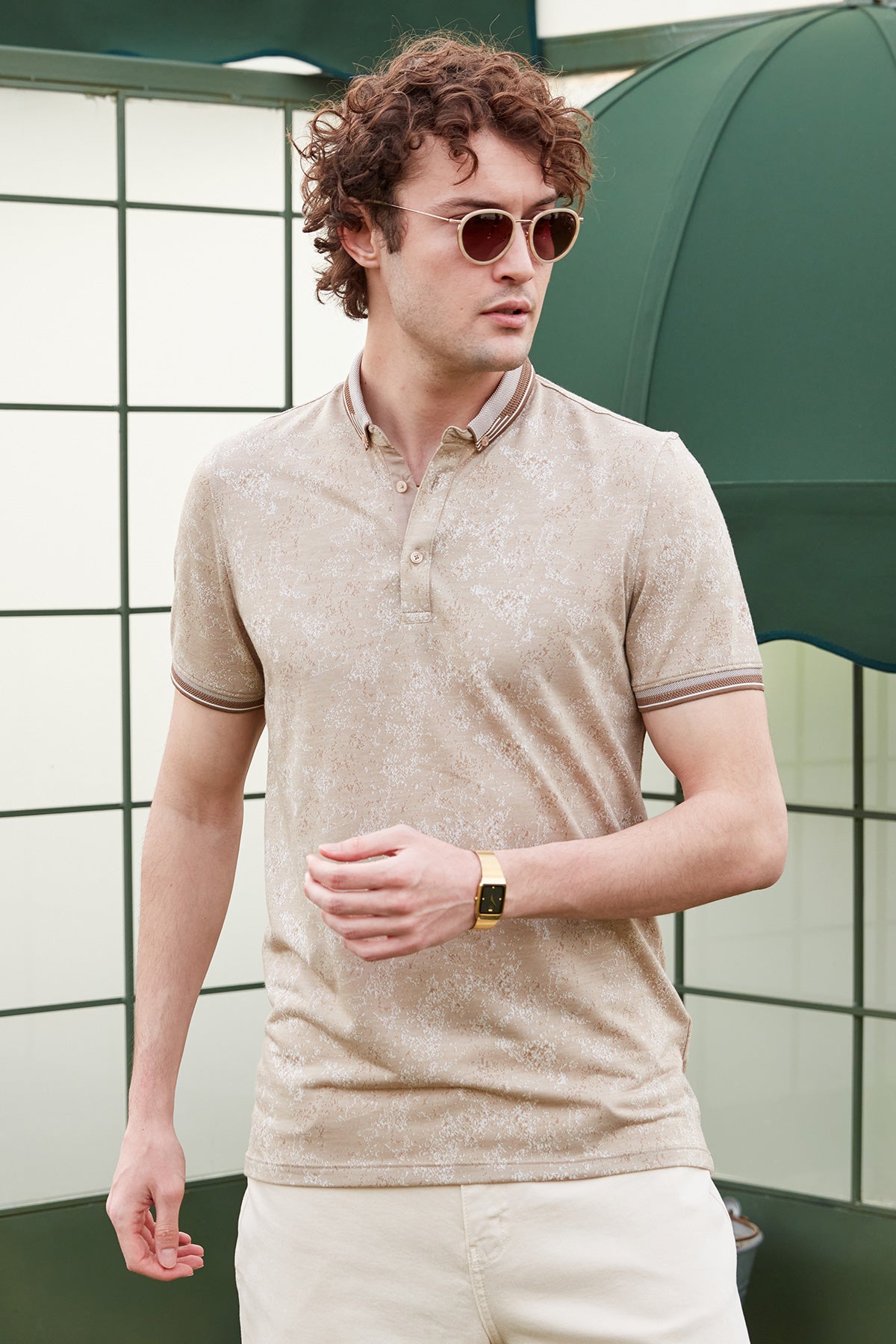 Slim Fit Triko Polo Yaka Tişört - Kamel (2) Sementa