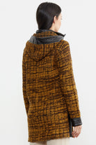 Suni Deri Detaylı Uzun Triko Ceket - Güneş - Kahverengi (6) Sementa