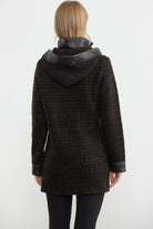 Suni Deri Detaylı Uzun Triko Ceket - Kahve - Siyah (6) Sementa