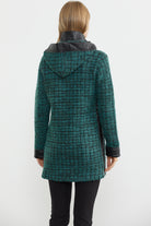 Suni Deri Detaylı Uzun Triko Ceket - Su Yeşili - Antrasit (6) Sementa