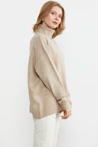 Tam Balıkçı Dökümlü Triko Kazak - Bej (4) Sementa