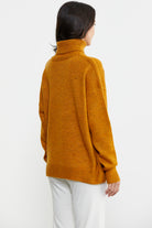 Tam Balıkçı Dökümlü Triko Kazak - Hardal (4) Sementa