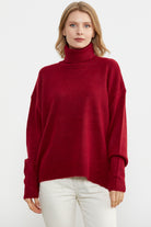 Tam Balıkçı Dökümlü Triko Kazak - Kırmızı (1) Sementa