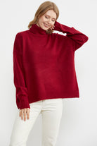 Tam Balıkçı Dökümlü Triko Kazak - Kırmızı (3) Sementa