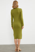 Tam Balıkçı Fitilli Midi Boy Triko Elbise - Yeşil (8) Sementa