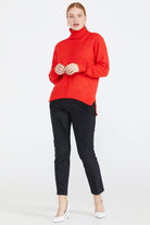 Tam Balıkçı Kadın Triko Kazak - Kırmızı (2) Sementa