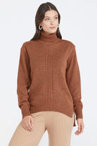 Tam Balıkçı Kadın Triko Kazak - Taba (2) Sementa